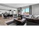 Open-concept living room with a dining area and a modern kitchen in the background at 10817 Soda Creek Ct, Indianapolis, IN 46239