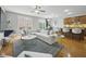 Spacious living area with a kitchen, dining table, cozy seating, and a view of the outside at 13094 Overview Dr # 5D, Fishers, IN 46037