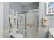 Bathroom featuring a frosted glass shower door, and neutral colored walls at 1663 Sweetgum Dr, Greenwood, IN 46143