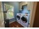 Functional laundry room with modern washer and dryer units and natural light from the window at 1783 Trillium Ct, Avon, IN 46123