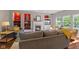 Inviting living room with fireplace, large windows, built-in shelving, and comfortable seating at 1783 Trillium Ct, Avon, IN 46123