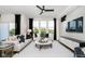 Comfortable living room with large windows, stylish furnishings, and a ceiling fan at 18763 Moray St, Westfield, IN 46074