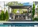 Stunning poolside pergola featuring an outdoor dining area, creating an inviting space for relaxation and entertainment at 2036 Central Ave, Indianapolis, IN 46202