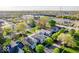 Aerial view showcasing neighborhood homes, mature trees, and access to the highway at 2221 Station St, Indianapolis, IN 46218