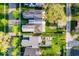 Aerial view of a neighborhood with well-manicured lawns and mature trees at 2221 Station St, Indianapolis, IN 46218
