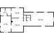 Floor plan with dimensions for the kitchen, dining area, living room, bedroom, and bathrooms at 2221 Station St, Indianapolis, IN 46218