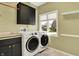 Bright laundry room features a side-by-side washer and dryer set plus storage at 3162 Hazel Foster Dr, Carmel, IN 46033