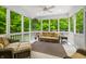 Relaxing screened-in porch with comfortable seating and views of the lush backyard at 4128 Whitetail Woods Dr, Bargersville, IN 46106