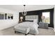 Modern bedroom featuring stylish furniture, contemporary lighting, and a striking black accent wall at 4405 Mendocino Blvd, Indianapolis, IN 46239