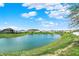 Tranquil pond view with a row of houses on a bright day at 4602 Amesbury Pl, Westfield, IN 46062