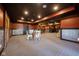 Spacious finished basement with recessed lighting, carpeted floors, and comfortable seating area at 4890 Benthaven E Dr, Bargersville, IN 46106
