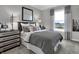 Bedroom featuring a stylishly appointed bed, dresser and bedside table, with a view at 5062 Foxley Park Ln, Avon, IN 46123
