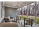 Inviting screened porch with comfortable seating, stylish decor, and scenic views of the surrounding landscape at 5062 Foxley Park Ln, Avon, IN 46123