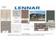 Exterior materials scheme including brick, siding, roofing, cabinetry, countertops and flooring selections at 5127 Foxley Park Ln, Avon, IN 46123