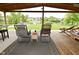 A backyard with a view of a pond and chairs for outdoor relaxation at 5507 Wakefield Rd, Greenwood, IN 46142