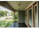 Covered front porch with a painted wood floor and view of the neighborhood at 6159 Broadway St, Indianapolis, IN 46220