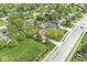 An aerial shot of homes in a leafy neighborhood that are divided by roads at 745 N Madison St, Fortville, IN 46040
