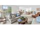 Inviting living room featuring a comfortable sofa, natural light, and seamless flow to the dining area at 8047 Van Ness Way, Indianapolis, IN 46240