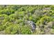 This secluded property features mature trees and includes a pool, as seen from an aerial view at 8820 Mud Creek Rd, Indianapolis, IN 46256