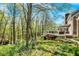 Backyard with a deck, trees, and serene natural views, offering a private retreat at 8820 Mud Creek Rd, Indianapolis, IN 46256