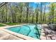 In-ground pool in a private backyard setting with lush trees, perfect for summer relaxation at 8820 Mud Creek Rd, Indianapolis, IN 46256