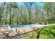 Landscaped backyard features an inviting in-ground pool perfect for relaxation and outdoor entertainment at 8820 Mud Creek Rd, Indianapolis, IN 46256