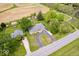 Aerial view of estate shows a circular drive, in-ground pool, gazebo, and manicured yard at 10456 N State Rd 267, Brownsburg, IN 46112