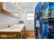 Bathroom featuring a double sink vanity, decorative mirror and Star Wars themed shower curtain at 10456 N State Rd 267, Brownsburg, IN 46112
