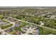 This aerial shot showcases a neighborhood with diverse home styles, lush green spaces, and a tranquil pond at 13765 Howe Rd, Fishers, IN 46038