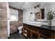 Modern bathroom with wood accent wall, vessel sink on rustic vanity, and a framed mirror at 13765 Howe Rd, Fishers, IN 46038
