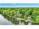 Aerial view of waterfront homes nestled amidst lush greenery along a winding river at 1530 E 75Th St, Indianapolis, IN 46240