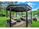 Gazebo with outdoor seating overlooking the water and lush green lawn at 1530 E 75Th St, Indianapolis, IN 46240