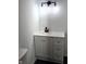 Bathroom featuring modern vanity with white cabinets and a black faucet at 1545 Finley Ave, Indianapolis, IN 46203