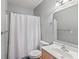 Clean bathroom featuring a shower-tub combo with a shower curtain and modern fixtures at 1832 Live Oak Ct, Avon, IN 46123