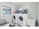 Laundry room with newer model side-by-side washer and dryer and utility sink at 217 Devonshire Ct, Anderson, IN 46013