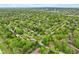 Aerial view of a neighborhood with lush greenery, featuring cozy homes, mature trees, and quiet streets at 2922 Amherst St, Indianapolis, IN 46268