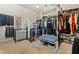 Large walk-in closet with organized storage, a window, and a built-in bench at 3107 Waterfront Cir, Anderson, IN 46012