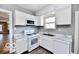 Bright, updated kitchen with white cabinets, stainless steel appliances, and modern countertops at 36 N Ewing St, Indianapolis, IN 46201