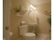 Cozy bathroom features a stylish vanity with a pedestal sink, a toilet, and neutral decor at 4363 E State Road 252, Franklin, IN 46131