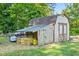 Storage shed with open lean-to in the back yard at 48 W Adams Brick Ave, Martinsville, IN 46151