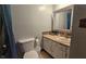 A renovated bathroom features a modern vanity and fixtures at 492 Pelenor Dr, Franklin, IN 46131