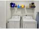 Convenient laundry room with washer, dryer, and shelving for storage at 6429 Yuma Ct, Whitestown, IN 46075