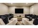Neutral living room featuring plush sofas, accent pillows, and a rustic coffee table at 6734 W Stonegate Dr, Zionsville, IN 46077