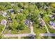 Aerial view showcasing a home's location within a lush, green neighborhood at 744 Gilbert Ave, Indianapolis, IN 46227