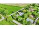 An aerial shot showcases a home with a verdant lawn, mature trees, and well-maintained landscaping at 7655 N Kitchen Rd, Mooresville, IN 46158