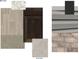 A curated selection of flooring, cabinet finishes, and exterior material options for new home construction at 1107 Stubble Run, Danville, IN 46122