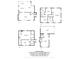 Floorplans for first floor, second floor and basement levels featuring multiple rooms with dimensions at 1242 W Huntsville Rd, Pendleton, IN 46064