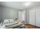 This bedroom offers a large closet with two doors and hardwood floors at 14634 Village Park East Dr, Carmel, IN 46033
