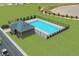 Aerial view of a home with a private pool, fenced yard, and landscaped surroundings at 175 Rock Island Rd, Westfield, IN 46074