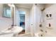 A bathroom showcasing a vanity sink and a shower-tub combo at 4213 N Audubon Rd, Indianapolis, IN 46226